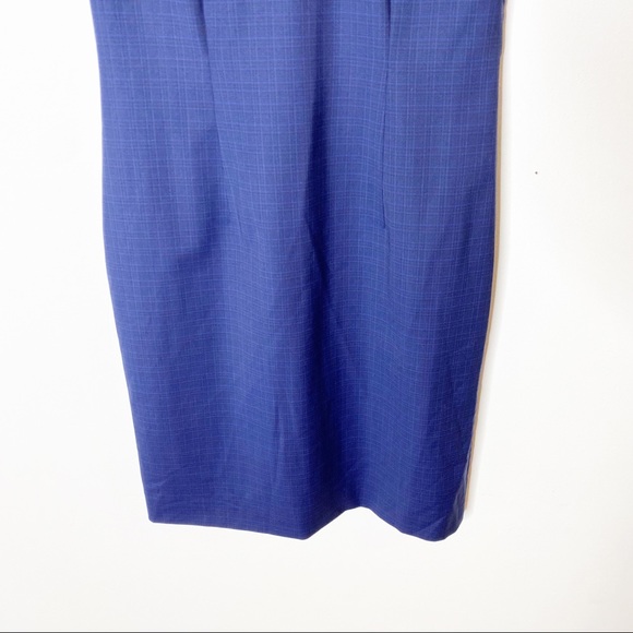 Hugo Boss Plaid Dristie Virgin Wool Blue Dress 4 - Picture 4 of 8